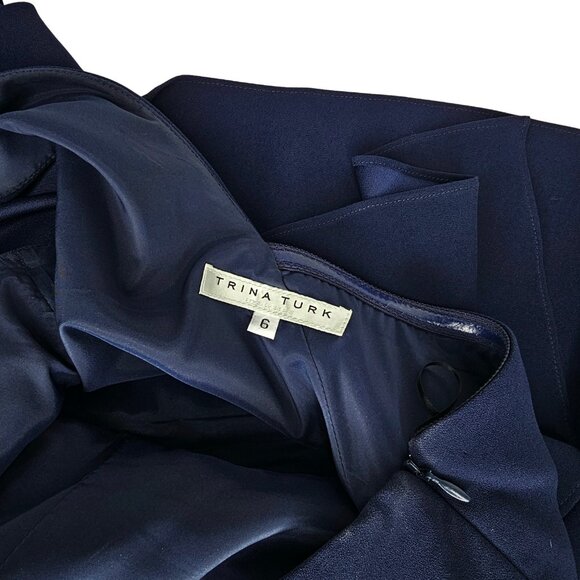 TRINA TURK "Glamorous" Navy One-Shoulder Flounce Top | US 6 | Retail $228 - Picture 7 of 7